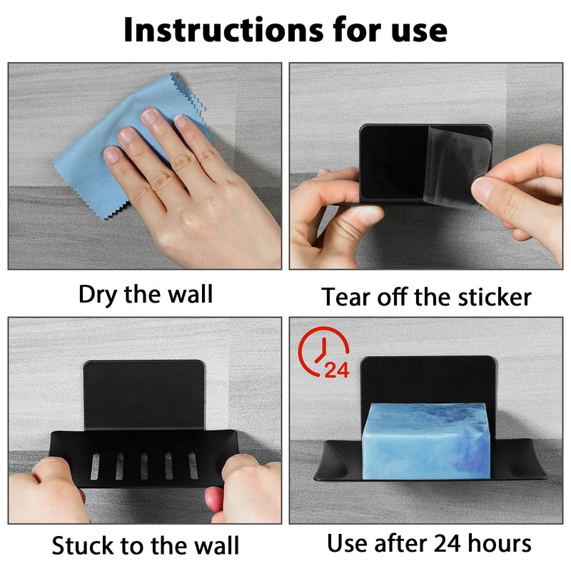 2 Pack Soap Holder for Shower Wall, 5 Slot Self-Adhesive