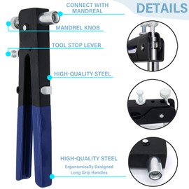 88pcs Rivet Nut Tool Kit, Rivnut Tool Blind Nut Rivet Gun kit Wrench Threaded Insert Rivnut Nutsert M3/ M4/M5/M6/M8 Set for Furniture, Decration, Car, Trailer, Boat, and More