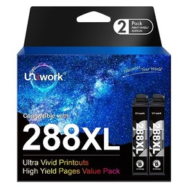 Uniwork Remanufactured 288XL Ink Cartridge Replacement for Epson 288 XL 288XL T288XL High Yield to use with XP-440 XP-330 XP-340 XP-430 XP-446 XP-434 Printer Tray (Upgraded Chip, 2 Black)