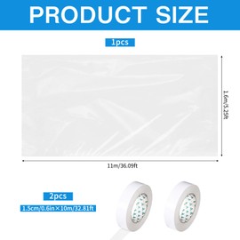 Thermal Cover Window, Window Insulation Film, 1.6 m x 11 m, Transparent Insulation Film for Thermal Insulation on Windows, Window Insulation Film, Window Insulation Against Cold, for Heat Insulation Cold Protection Film