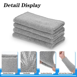 MBAIYO Sweatband Wrist, Sports Sweatbands Elastic Athletic Wrist for Men Women Football Basketball Tennis Gymnastics Black 4 Pieces (Grey)