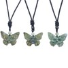 Loveliome Natural Crystal Stones Butterfly Skull Pendant,Adjustable Black Cord Gothic