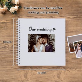 potricher 10 x 10 Inch DIY Scrapbook Album 40 Pages Hardcover Kraft Paper Scrap Book Photo Albums Memory Book for Wedding and Anniversary Family (White, 10 Inch)