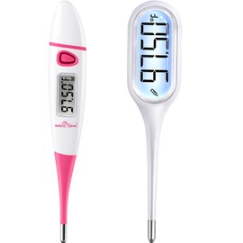 Easy@Home Basal Body Thermometer for Ovulation, 1/100th Degree High Precision, Accurate BBT Thermometer for Natural Ovulation Tracking by Premom APP, EBT-018 & EBT-013, Pink, Pink