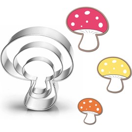 UKoosien Linzer Mushroom Cookie Cutter Set of 3 8.5 cm 7 cm 5.5 cm for Children