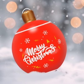 Christmas Inflatable Ball, 66 cm Christmas Baubles, Outdoor Inflatable, Inflatable Christmas Ball, Suitable for Christmas Decoration, Home Decoration and Outdoor Garden Decoration (Red D