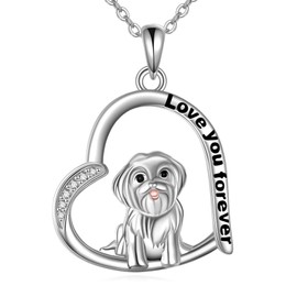 VENACOLY Shih Tzu Dog Necklace 925 Sterling Silver Shih Tzu Dog Pendant Necklace Jewellery for Women Shih Tzu Dog Lovers