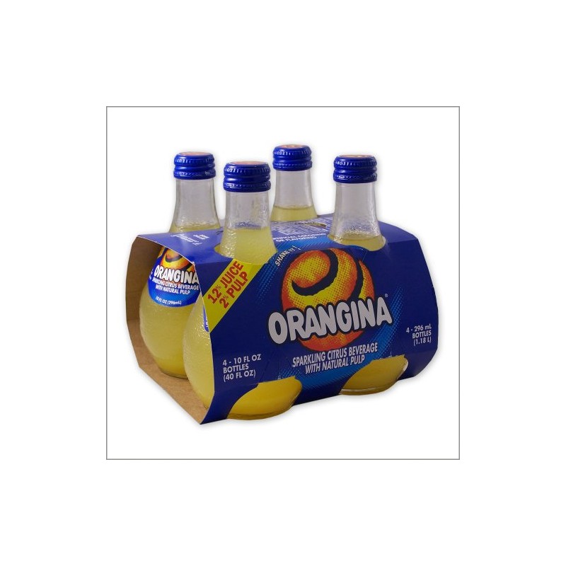 Orangina Sparkling Citrus Beverage with Pulp - 4 Glass Bottles