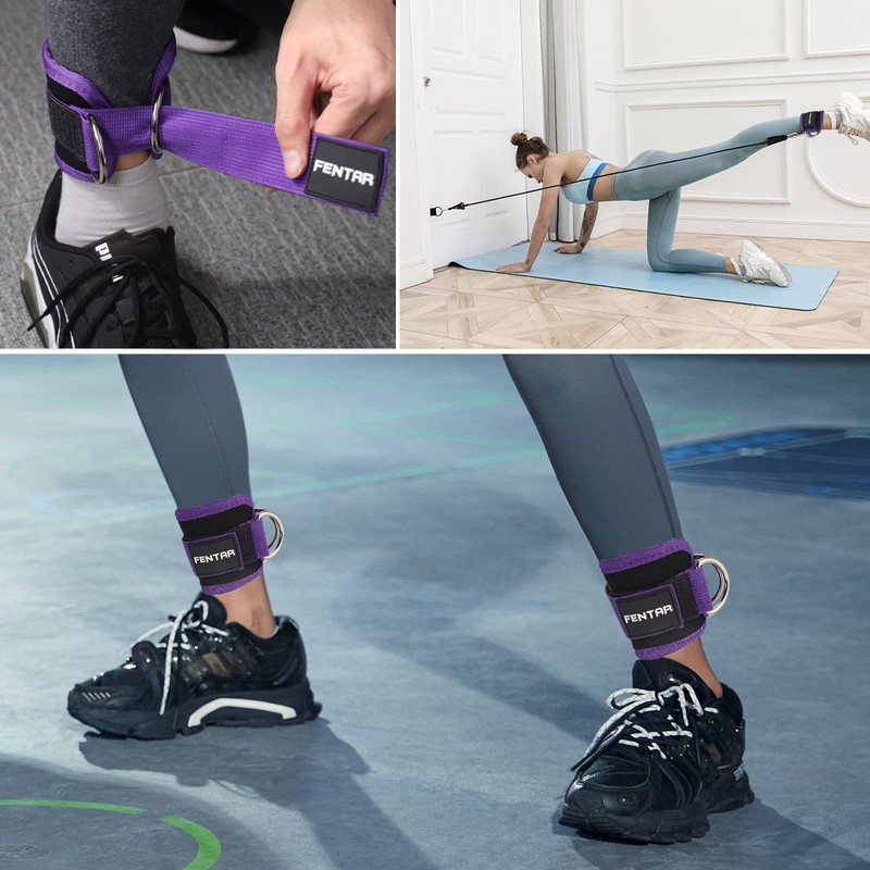 Fentar 2Pcs Adjustable Ankle Straps for Cable Machine, Comfortable Gym