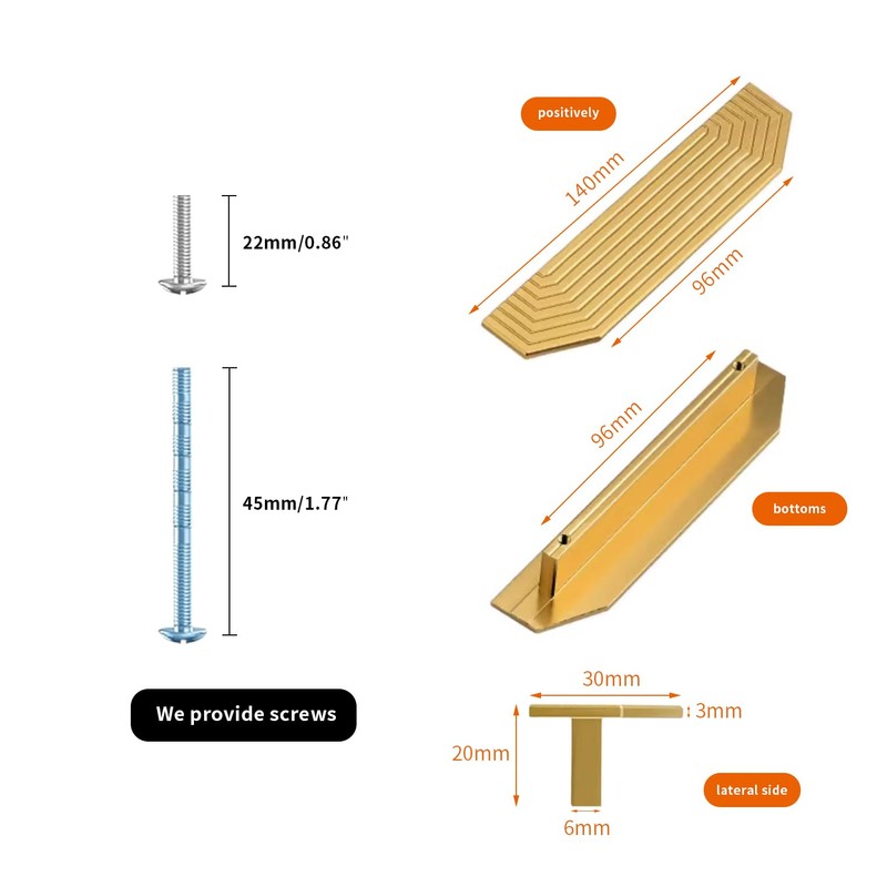 BaiNong Brass Cabinet pulls Brushed Drawer pulls Modern Gold Cabinet