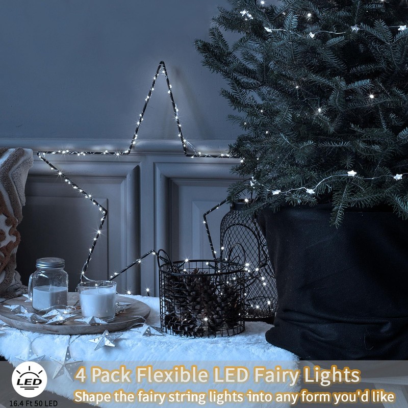 4 Pack Fairy Lights Battery Operated, 16.4 Ft 50 LED