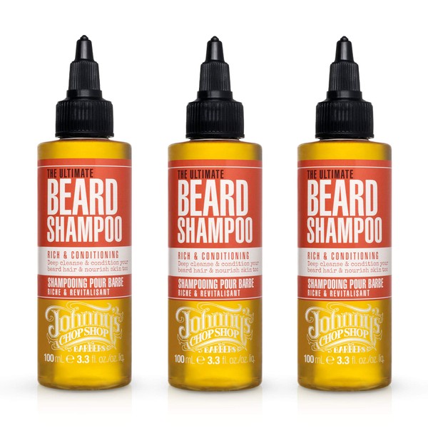 Johnny's Chop Shop Men's Grooming Ultimate Beard Shampoo Rich, Conditioning, Cleansing, Nourishing 3.3 fl oz. (Pack of 3)