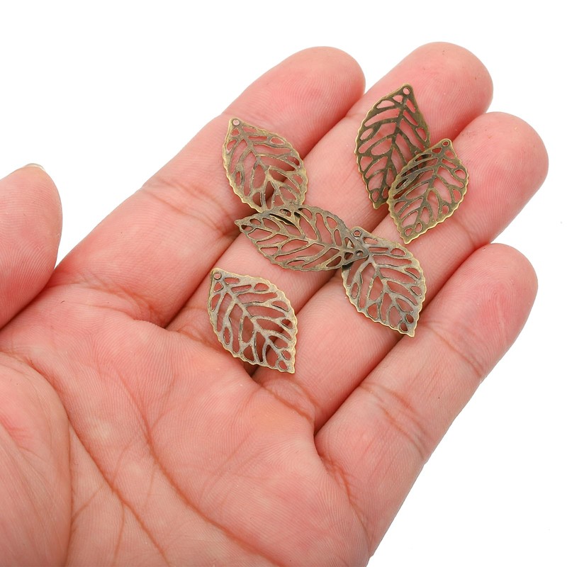 [PATIKIL] 50pcs 23mm Leaf Pendant Metal Tree Leaf Beads for