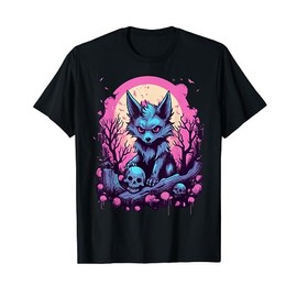 Wolf Pastel Goth Kawaii Cute Creepy Cool Stuff T-Shirt, black