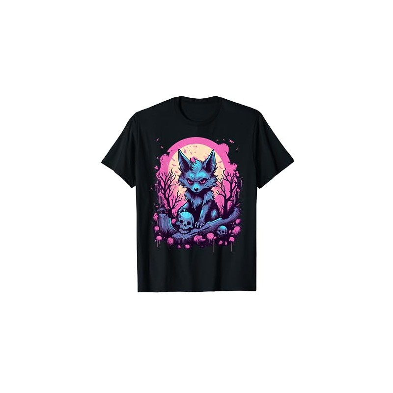 Wolf Pastel Goth Kawaii Cute Creepy Cool Stuff T-Shirt, black