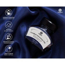 Octopus Fluids Document Ink Fountain Pen Ink for Notaries Registrars Pigment Ink DIN ISO 12757-2 Certified Made in Germany (Dark Blue)