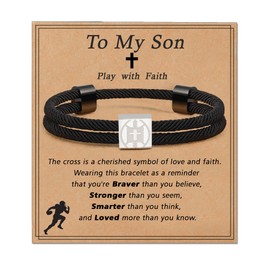 Lydow Football Bracelet Boys to My Son Gifts from Mom Dad Accessories 8-12 12-14 Jewelry Gear Cross Stuff Coaching Players Drip Essential Teen Grandson Men Mom Christmas Birthday Valentines Da