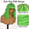 Ms Aloe Green Bob Wigs with Bangs Short Wavy Glow