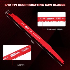Gisafai 50 Pcs 6/12 Tpi Reciprocating Saw Blades Metal Wood Cutting Saw Blades with Storage Case Bi Metal Saw Blades Pruner Saw Blades for Cutting Embedded Wood Metals PVC Pallets (9 Inch)
