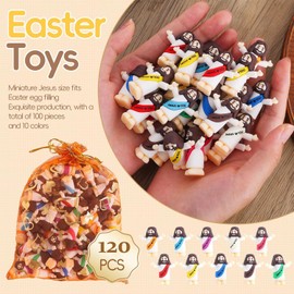 Sampnog 120 Pcs Little Jesus Figures Jesus Loves You, Mini Jesus Figurines in Bulk, Multicolor Tiny Jesus Figures, Miniature Figurines to Hide and Seek Religious Gifts for Easter Egg Stuffers