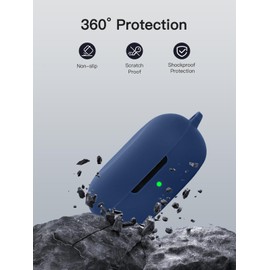 for SteelSeries Arctis GameBuds Case Cover with Cleaner Kit, Soft Skin Silicone Case Cover with Keychain and Lanyard，Full Protective Case for Men and Women-Blue