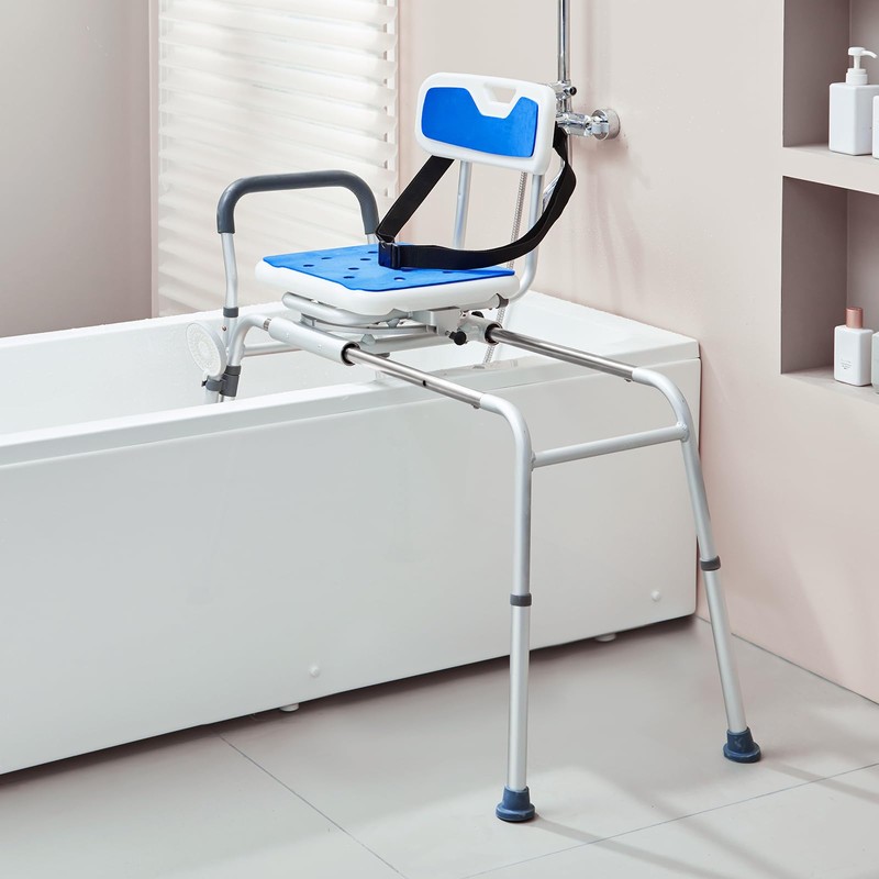 VEVOR Sliding Tub Transfer Bench with 360 Degree Swivel Seat,