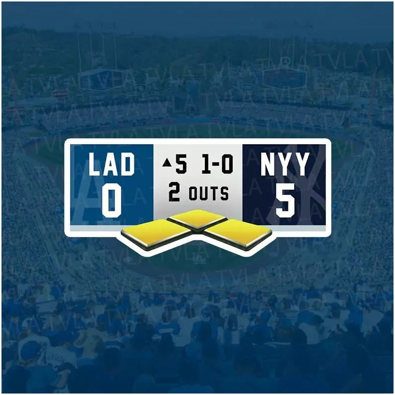 Dodgers Yankees 2024 World Series 5th Inning 3"x1.26" Sticker