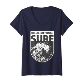 Womens Pedra Branca Ericeira, Portugal Surf Souvenir Surfing Gift V-Neck T-Shirt