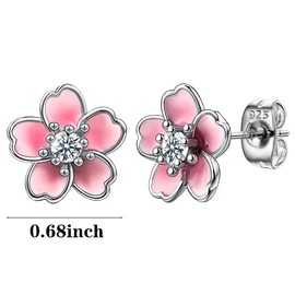 NEWITIN Pink Flower Earrings for Women Hypoallergenic Earring Cute Floral Ear Studs Cherry Blossom Flower Stud Earrings for Women