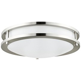 Sunlite Round Decorative LED Fixture, Steel Body, Brushed Nickel, Flush Mount, 28 Watt, 18" Diameter, 35,000 Hour Lamp Life, Enery Star Rated, Dimmable, 2000 Lumens, Cool White