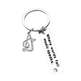 Axmerdal Music Keychain Gift Where Words Fail Music Speaks Keyring Music Lover Gift Music Note Keychain Gift for Music Teacher Student Musicians Jewelry Inspirational Gift Music Key Ring