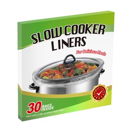 30 Counts Slow Cooker Liners and Cooking Bags Extra Large Size Cooking Bags Fit 6-10 Quarts Slow Cooker,Oval & Round Pot,14"x 22",BPA Free,