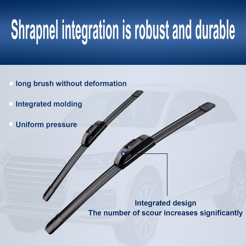 HRSNO 22"+22" Windshield Wipers With 16" Rear Wiper Blade Sets