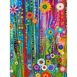 Cross & Glory - Daisy Streets and Rainbow Skies - 1000 Piece Jigsaw Puzzle for Adults | Abstract Cityscape Puzzle | Challenging and Vibrant Art Puzzle