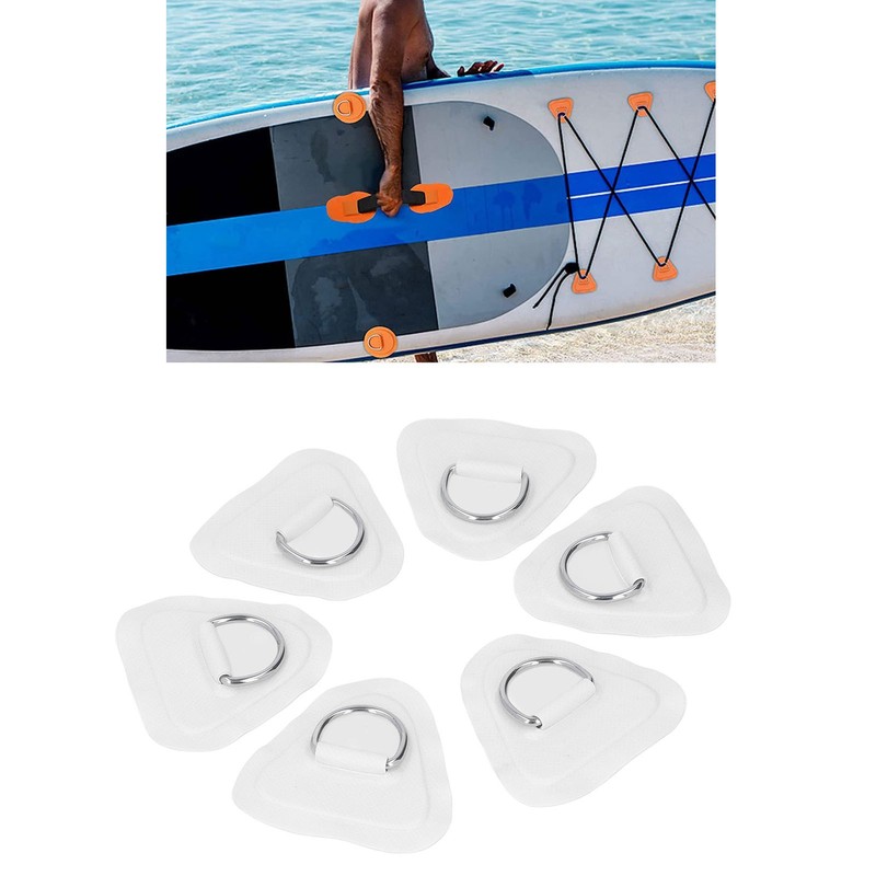 6Pcs PVC D Ring Patch Elastic Rope Set Stainless Steel