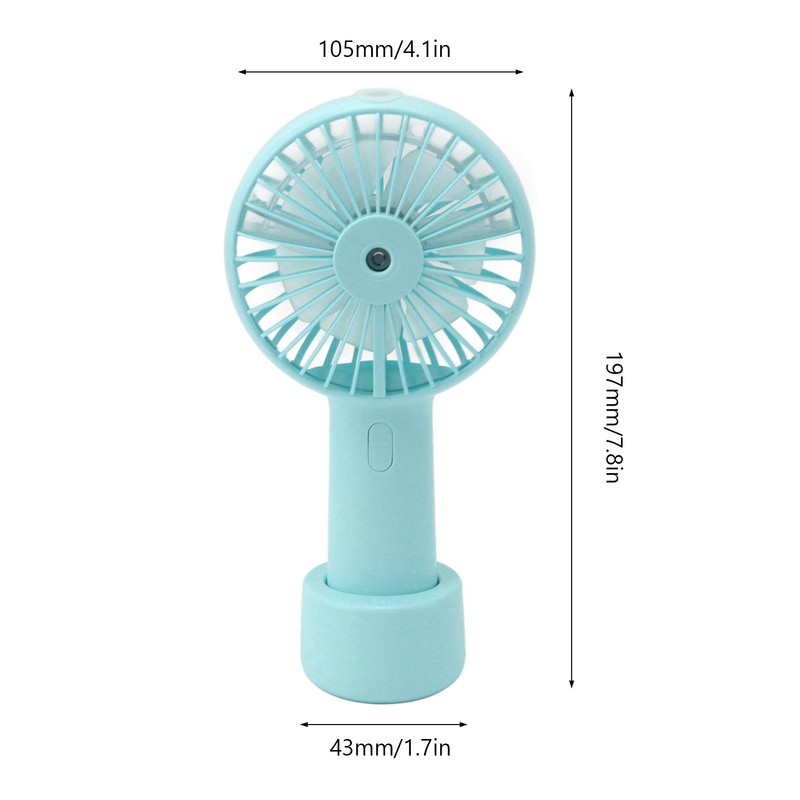 Handheld Misting Fan Quiet 2000mAh 3 Wind Speed 2 Spray
