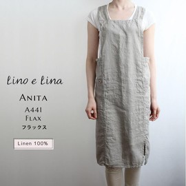 Lino e Lina Anita Full Apron, Linen, Linen, Unisex, Headwear, Back Cross, Stylish, Cute, Loose, Flux