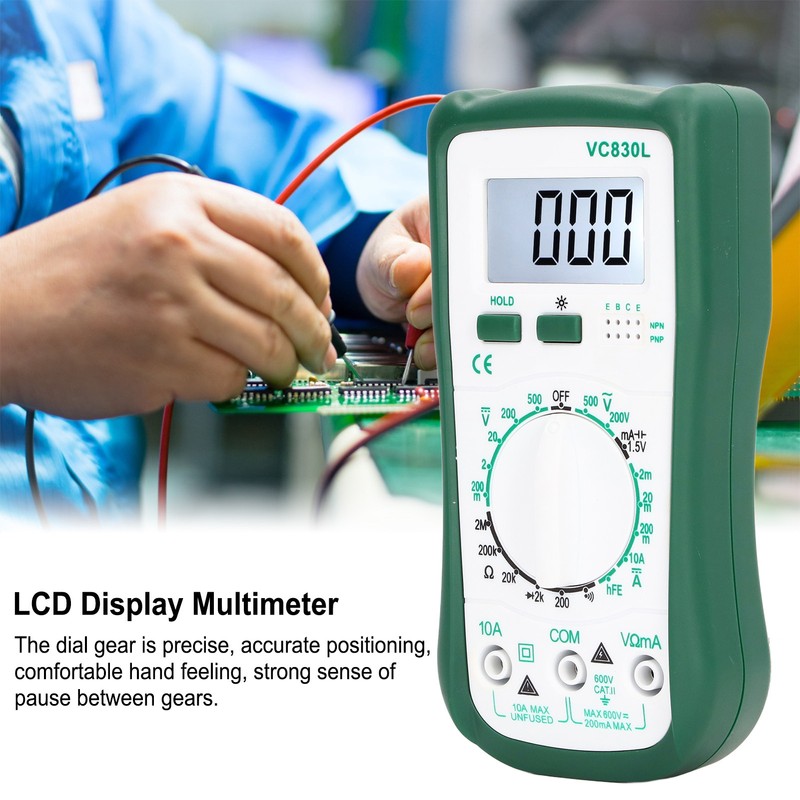 LCD Display Multimeter Multifunctional Digital Voltage Current Resistance Tester VC830L