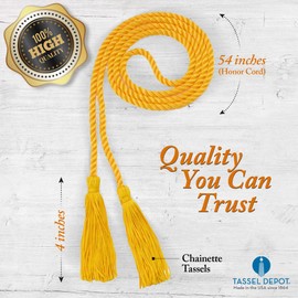 Tassel Depot Graduation Honor Cord - Old Gold - Every School Color Available - Made in USA