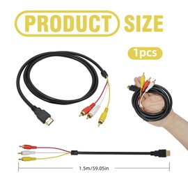 SRLWMYI HDMI to RCA Cable 1.5 m - High Quality HDMI to RCA Adapter for Audio Transmission, to RCA Connection, Ideal for Home Cinema, Presentations and Streaming HDTV Devices