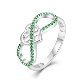 STARCHENIE Infinity Heart Ring for Women 925 Sterling Silver Emerald Promise Ring Size 9