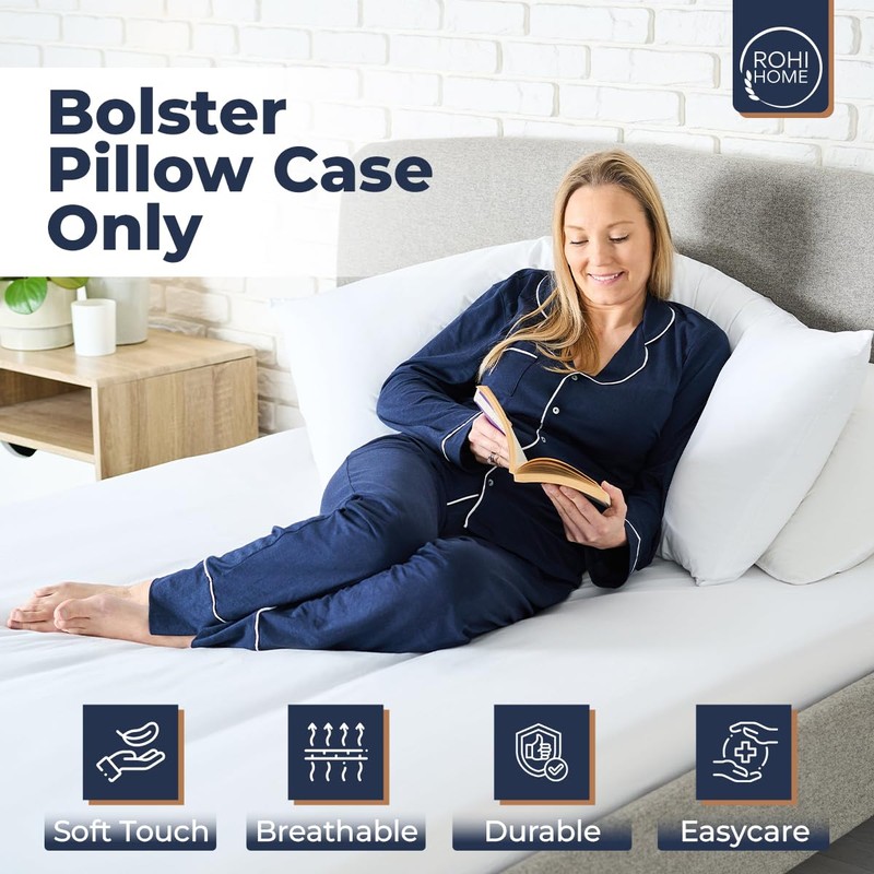 Rohi Bolster Pillow Cases - Soft & Breathable Polycotton Long