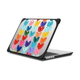 CASETiFY Bounce MacBook Pro 14-inch (M1-M4) Case [Enhanced Protective Corner Design/Ventilation Cutouts/Anti-Slip Grip] - Clear Polka Daubs Hearts - Clear Black