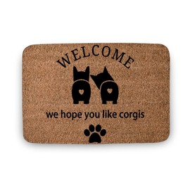 Allijune Hope You Like Corgis Welcome Mat for Dog Lovers Door Mat, New Home Decor Housewarming Gift,Indoor Doormat,Front Back Door Mat 17”x30”