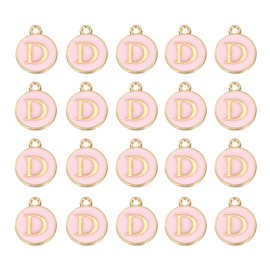 MECCANIXITY 36pcs Pendants Letter Charm Initial Charm Double Sided Enamel Alphabet D for DIY Necklace Bracelet Earrings Jewelry Making Gold & Pink