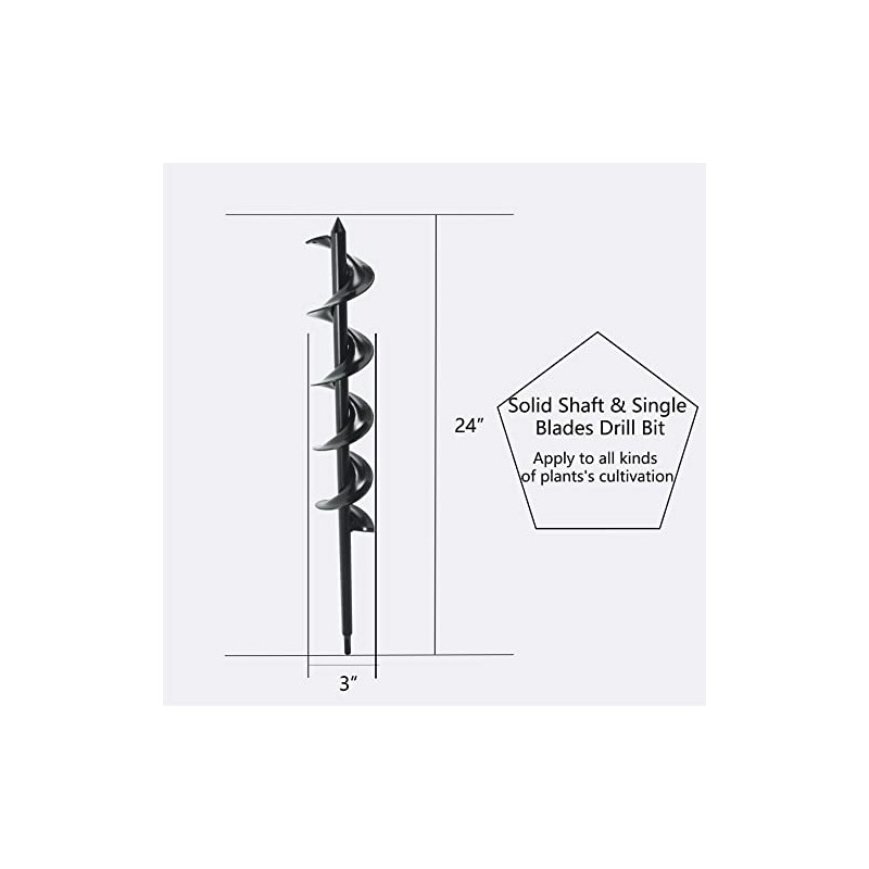 3in Wide 24in Long Metal Earth Auger Drill Bit, Steel