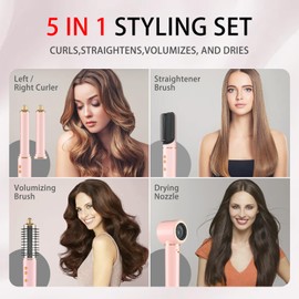 Hair Dryer Brush 5 in 1, JAOSOP Hair Styler, 110,000 RPM High-Speed Negative Ionic Hair Dryer Fast Drying, Professional Multi Blow Dryer Brush for Curling Volumizing Straightening Styling