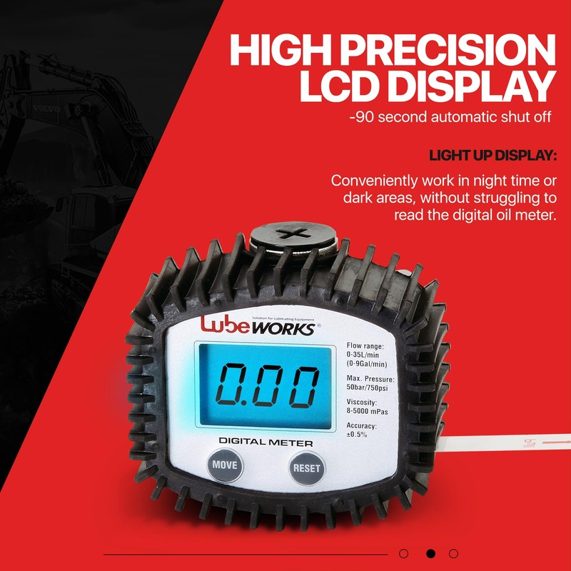 Lubeworks Oil Control Meter Digital 1-35lpm / 1-10gpm Heavy Duty