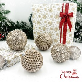 Fassory 6Pcs 10CM Christmas Baubles Champagne Colour Large Christmas Balls Hanging Ornaments for Christmas Tree Decorations (Champagne, 10cm)
