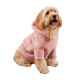 OHS Fleece Dog Hoodie Sherpa Lined Reversible Soft Cosy Easy Care Pet Clothing – Small, Blush Pink
